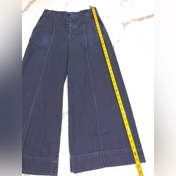 Trendy Goldsign Karla Women Denim Moari Dark Wash High Rise Wide Leg Jeans Sz 27 - Picture 7 of 12